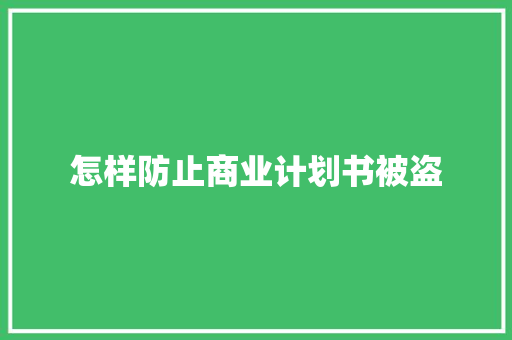 怎样防止商业计划书被盗