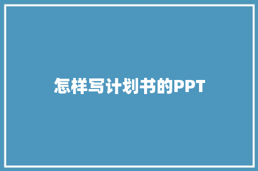 怎样写计划书的PPT