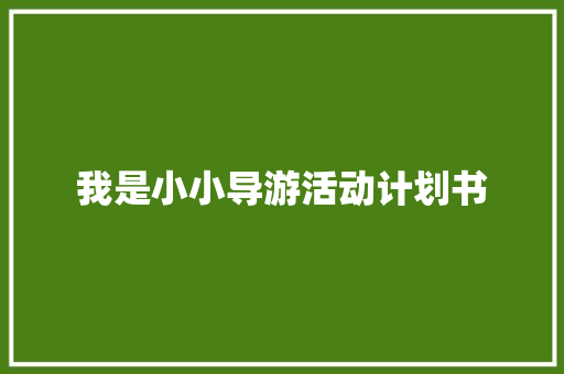 我是小小导游活动计划书
