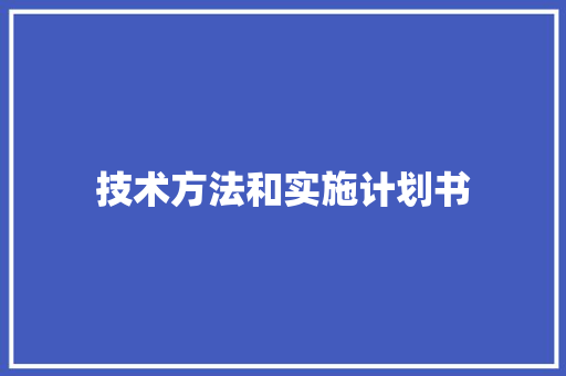 技术方法和实施计划书