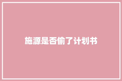 施源是否偷了计划书