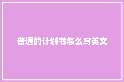普通的计划书怎么写英文