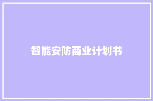 智能安防商业计划书