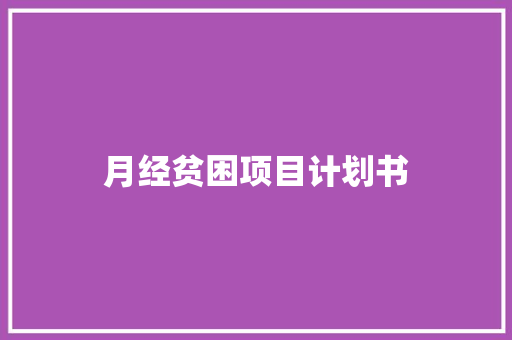 月经贫困项目计划书