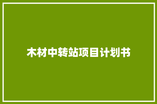 木材中转站项目计划书