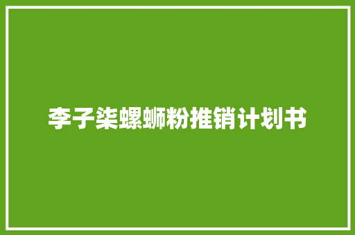 李子柒螺蛳粉推销计划书