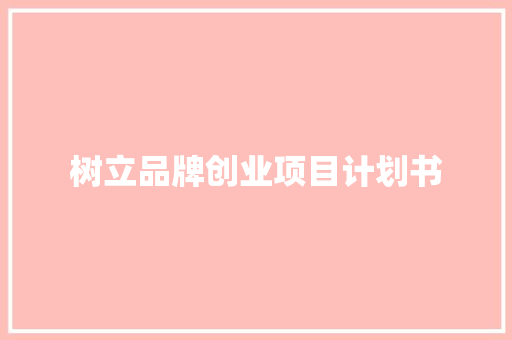 树立品牌创业项目计划书