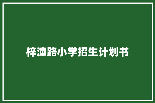 梓潼路小学招生计划书