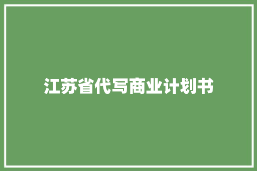 江苏省代写商业计划书