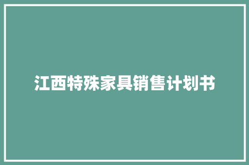 江西特殊家具销售计划书