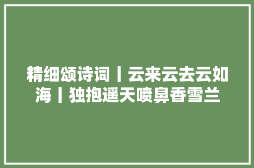 精细颂诗词丨云来云去云如海丨独抱遥天喷鼻香雪兰