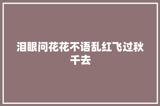 泪眼问花花不语乱红飞过秋千去