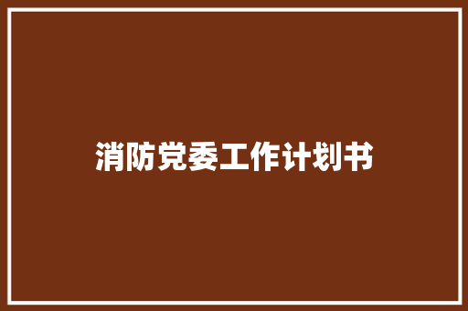 消防党委工作计划书
