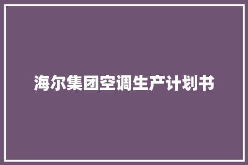 海尔集团空调生产计划书