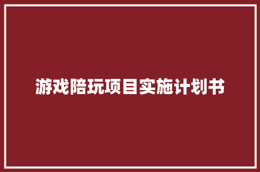 游戏陪玩项目实施计划书