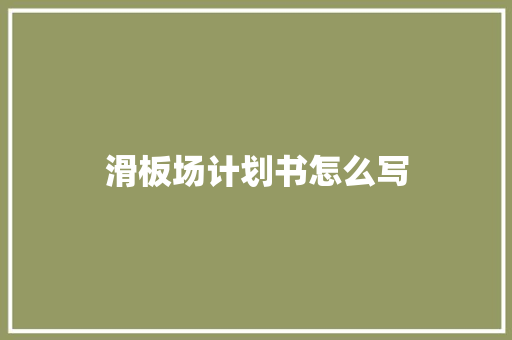 滑板场计划书怎么写