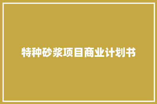 特种砂浆项目商业计划书