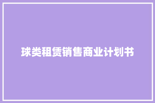 球类租赁销售商业计划书
