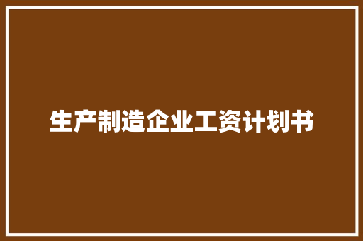 生产制造企业工资计划书