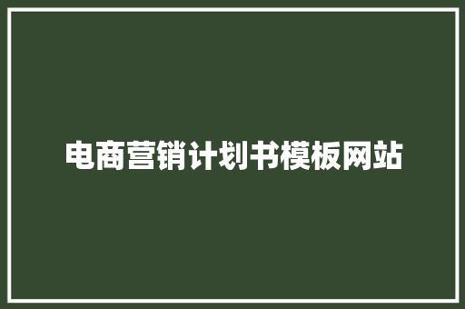 电商营销计划书模板网站