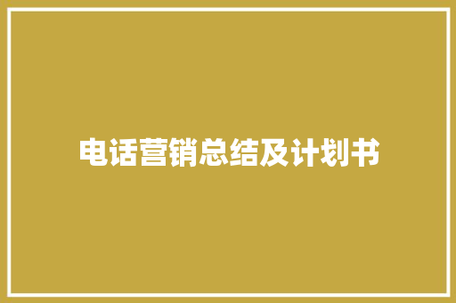 电话营销总结及计划书