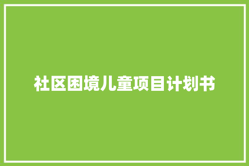 社区困境儿童项目计划书