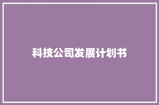 科技公司发展计划书
