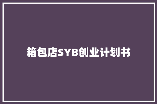 箱包店SYB创业计划书