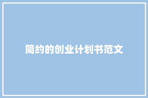 简约的创业计划书范文