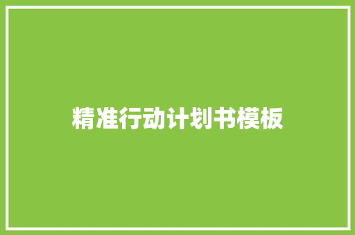 精准行动计划书模板