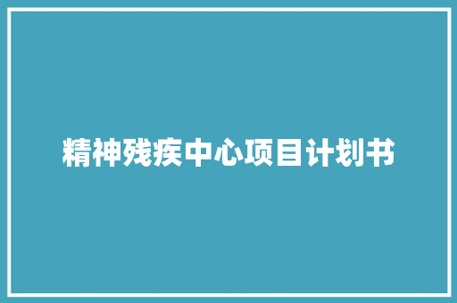 精神残疾中心项目计划书