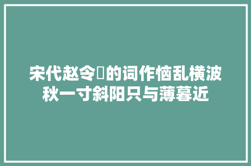 宋代赵令畤的词作恼乱横波秋一寸斜阳只与薄暮近