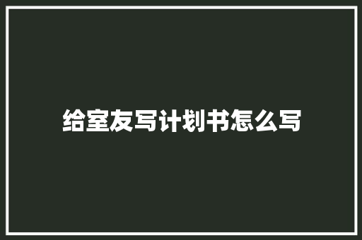 给室友写计划书怎么写