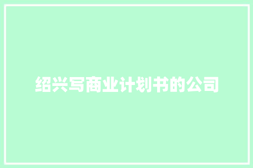 绍兴写商业计划书的公司