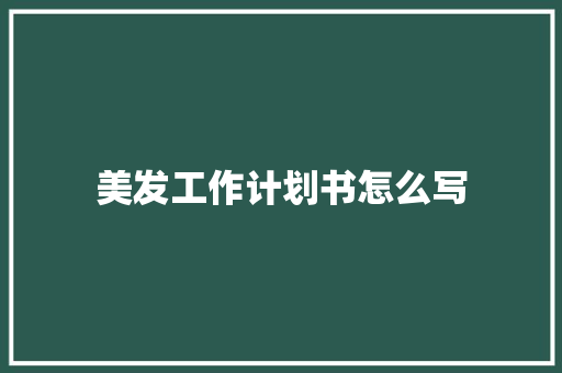 美发工作计划书怎么写