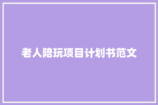 老人陪玩项目计划书范文
