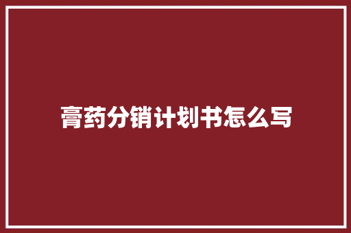 膏药分销计划书怎么写