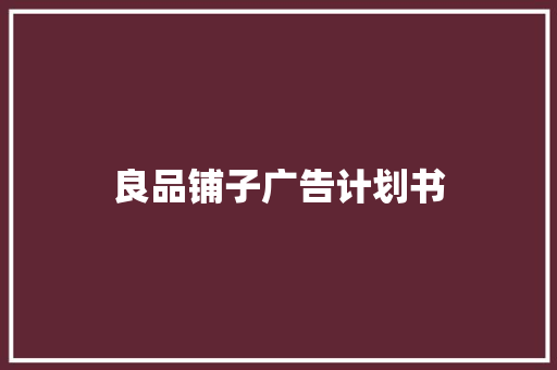 良品铺子广告计划书