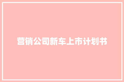 营销公司新车上市计划书