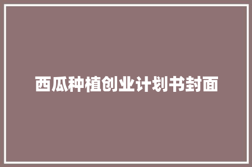 西瓜种植创业计划书封面