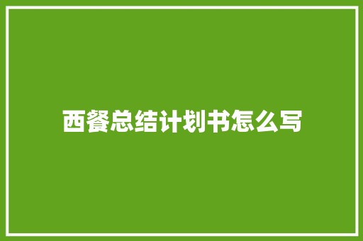 西餐总结计划书怎么写
