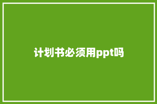 计划书必须用ppt吗