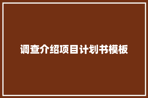 调查介绍项目计划书模板