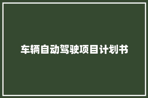 车辆自动驾驶项目计划书