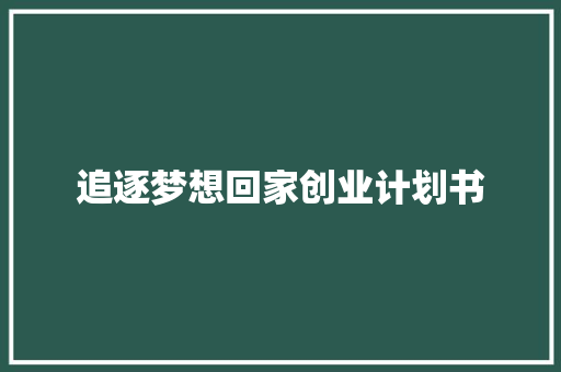 追逐梦想回家创业计划书