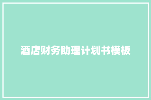 酒店财务助理计划书模板