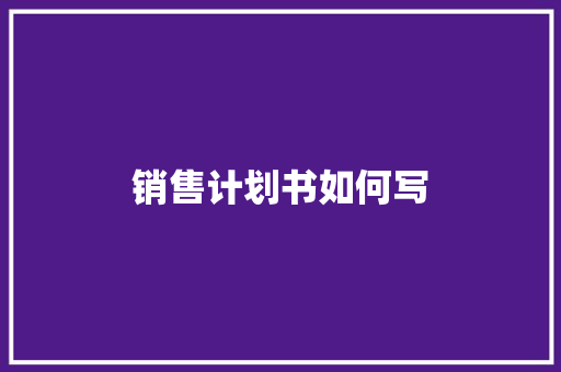 销售计划书如何写