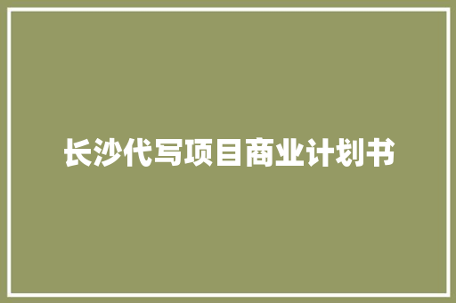 长沙代写项目商业计划书