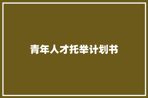 青年人才托举计划书