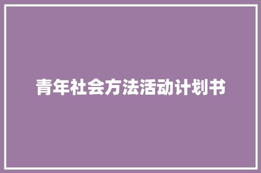 青年社会方法活动计划书